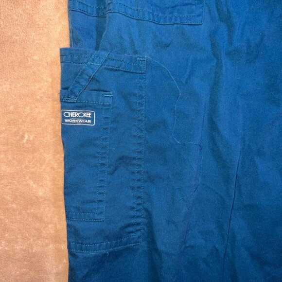 Cherokee Workwear Women LG Teal Blue Drawstring Scrub Straight Leg‎ Pants (E) - Picture 3 of 9